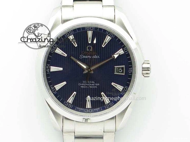 0324 Affordable Aqua Terra 150M SS 1:1 Best Edition Deep Blue Textured Dial On SS Bracelet A 8253